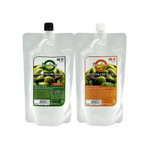 [본] 퍼펙트퓨전 올리브 볼륨 매직스트레이트(손상모) 1,2제 각 500g (2제 액상)
