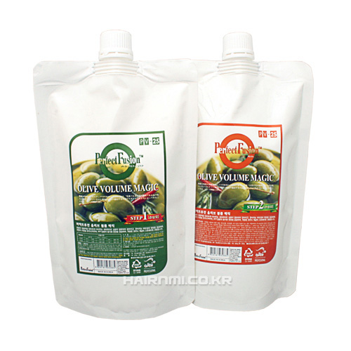 [본] 퍼펙트퓨전 올리브 볼륨 매직스트레이트(손상모) 1,2제 각 500g (2제 액상)
